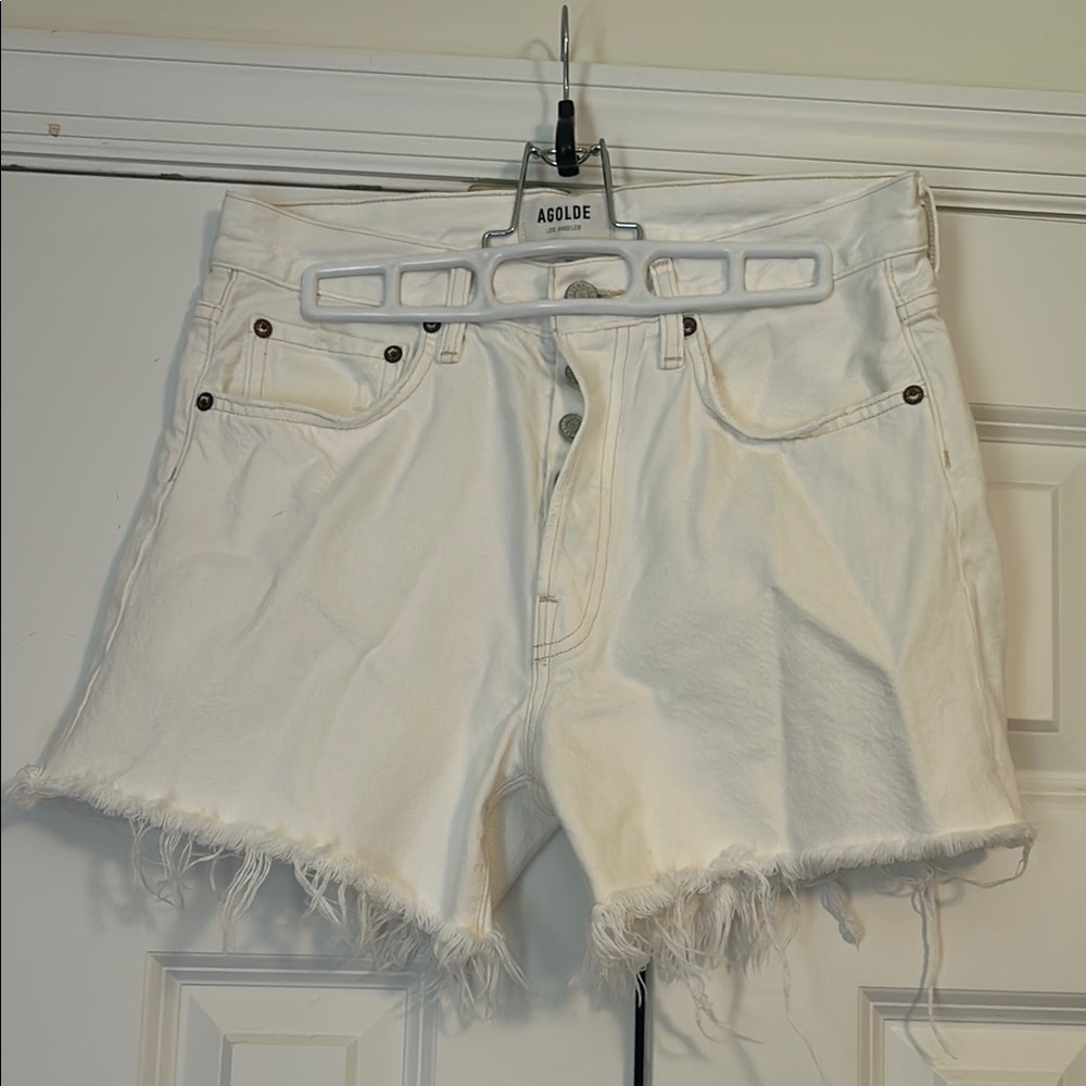 Agolde Women's White Jean Shorts Size 26 Button Front
